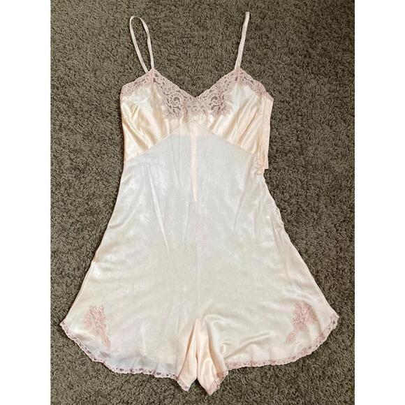 1930's Satin + Lace Romper Antique Lingerie size Small - Picture 6 of 10